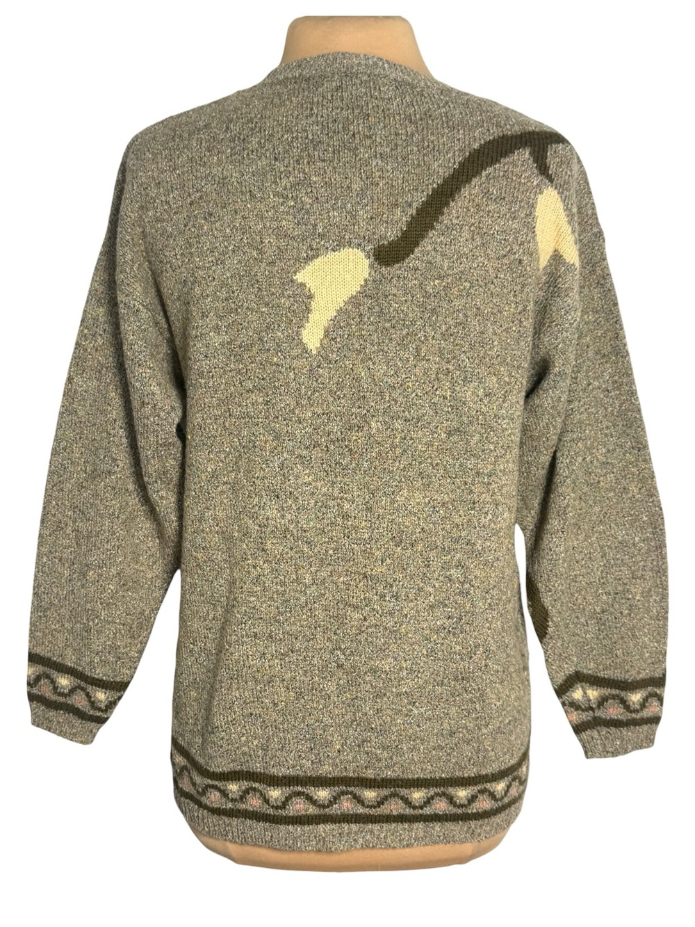 Vintage John Meyer Floral Intarsia Oversized Knit Sweater Gray Pink Green Size S - Picture 4 of 6